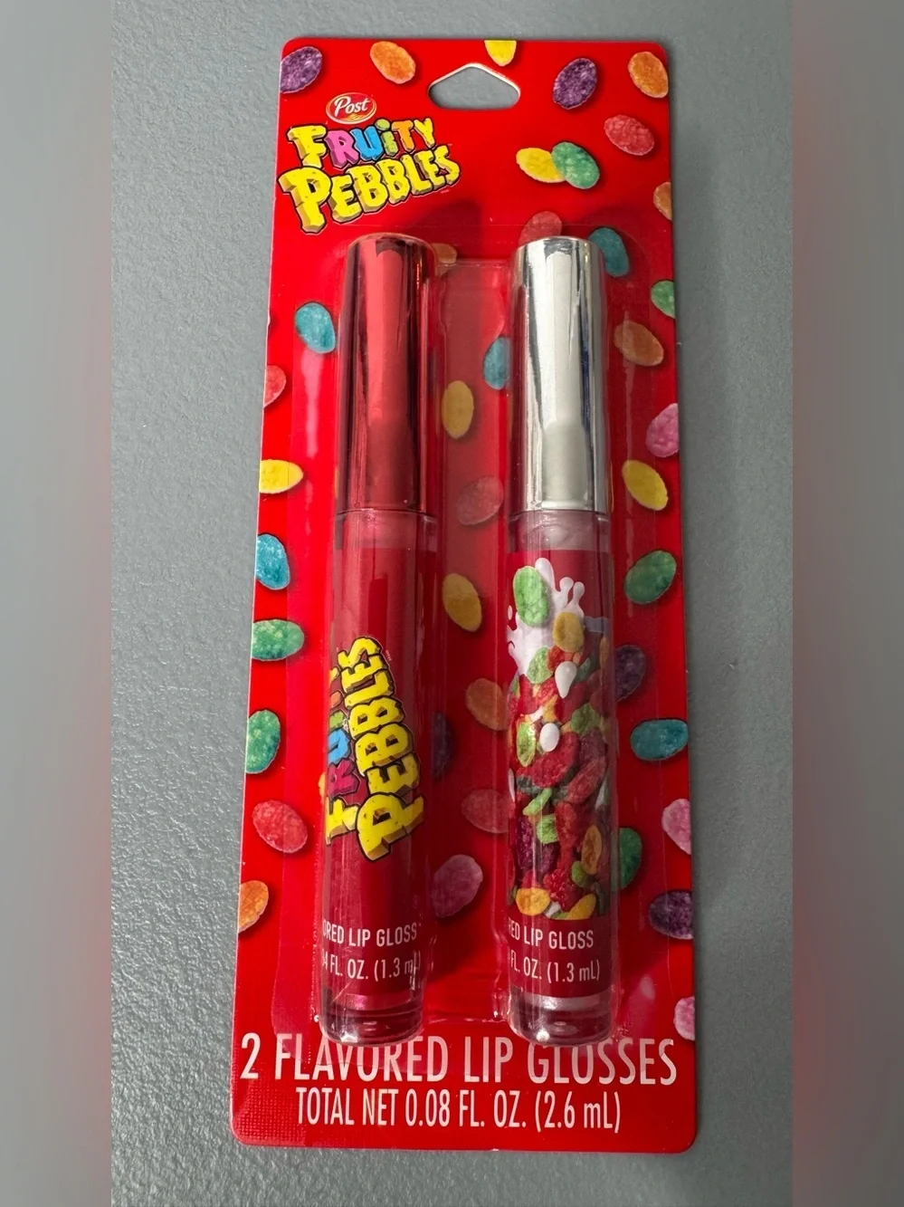 Fruity Pebbles cereal flavored Red Lip Gloss Duo novelty